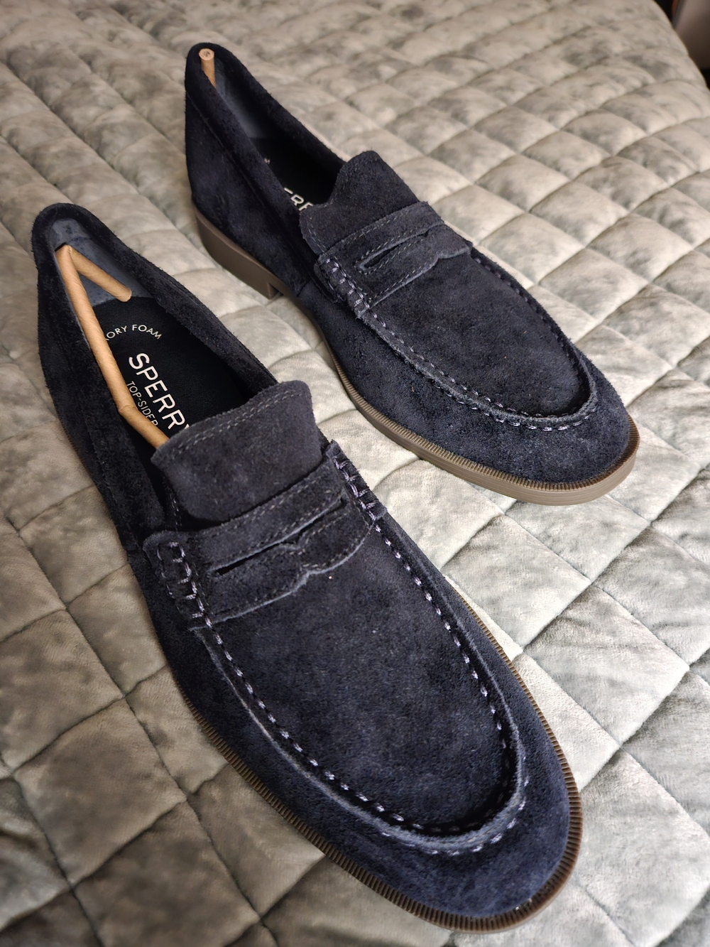 Sperry Men's Navy Suede Top Sider Memory Fian Loafers